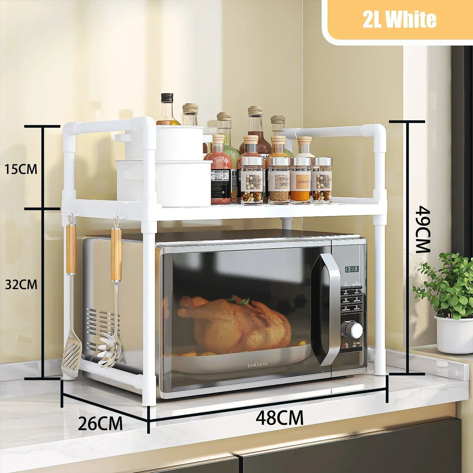 Kitchen Elevated Design Seasoning Rack Microwave Storage RackBilayer Oven Modern Minimalism Kitchen Accessories Organizer